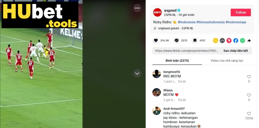ESPN.nl ca ngợi tình huống tình huống ngăn cản của Rizky Ridho. Ảnh: Chụp màn hình ESPN.nl ca ngợi tình huống tình huống ngăn cản của Rizky Ridho. Ảnh: Chụp màn hình